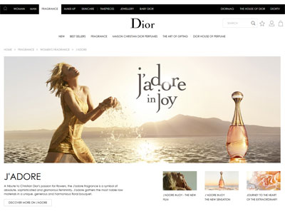 J'adore In Joy Dior website, Charlize Theron