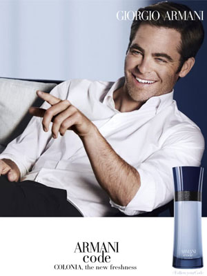 Chris Pine for Armani Code Colonia celebrity fragrance ad