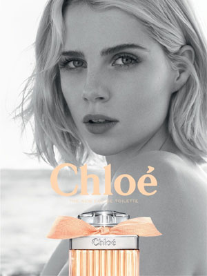 Lucy Boynton models Chloe Rose Tangerine ad
