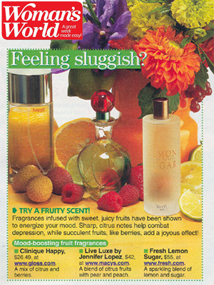Live Luxe perfume editorial in Woman's World November 7, 2006 issue