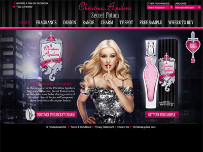 Secret Potion website, Christina Aguilera