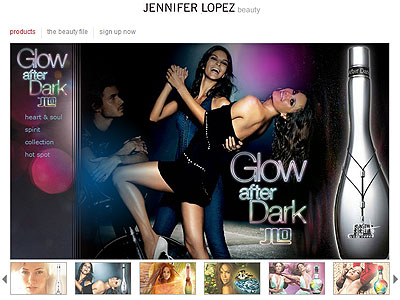 Glow After Dark website, Jennifer Lopez