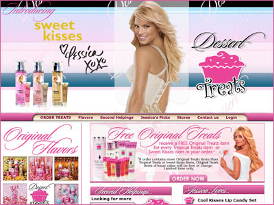 Sweet Kisses website, Jessica Simpson