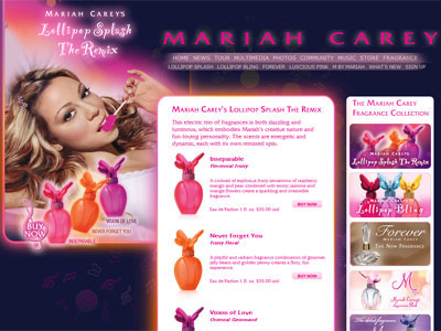 Lollipop Splash The Remix Vision of Love website, Mariah Carey