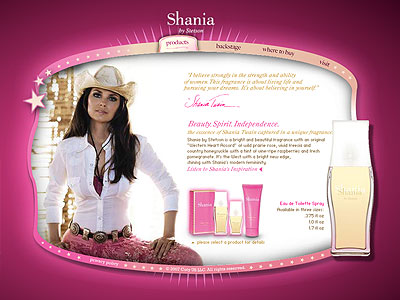 Shania website, Shania Twain